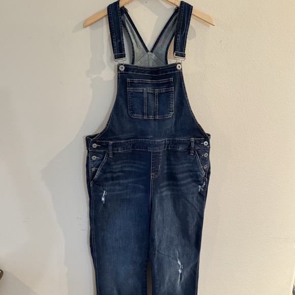 torrid Denim - Torrid Denim Bib Overalls Womens Plus Size 18 Dark Wash Distressed Stretch